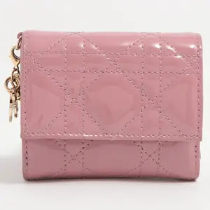 Pre-owned DIOR leather Small Leather Goods Lady Lotus Patent Wallet