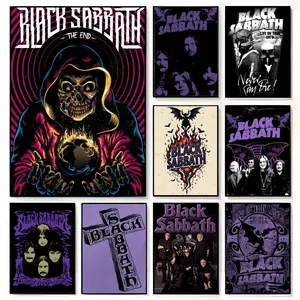 Legendary Heavy Metal Pioneers B-Black S-Sabbath Poster Fade-resistant Self-adhesive posters that Perfect for gifts and creating walls in bedrooms Living rooms Bars Coffee houses and Restaurants HD printing waterproof protection Vintage Wall Art