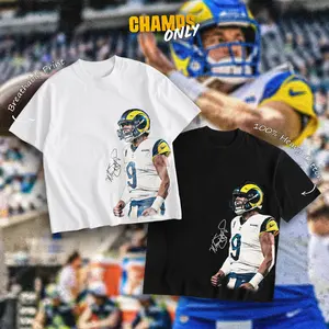CHAMPS ONLY MATTHEW STAFFORD "MVP" TEE Cotton for Cowboys Game Day Fits Cotton T-Shirt Hoodie Hoodie Zip, Signature Heavy Cotton For Football Fans, Menswear Outfit, DTG Breathable Print
