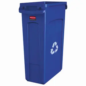 Rubbermaid Commercial Products Slim Jim 23 Gallon Blue Plastic Indoor Kitchen Lidless Trash Can