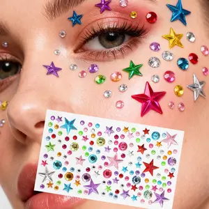 Colorful Star Rhinestone Face Stickers, Stage Makeup Eye Decor, Multi-Use Sparkle Stickers, Concert Fan Makeup, DIY Facial Rhinestones