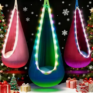 Hanging Hammock Pod Swing Seat, Glowing Hammock with Inflatable Pillow, Hand Washable, Indoor Outdoor Relaxation, Holiday Gift (blue), Patio Swing Chair