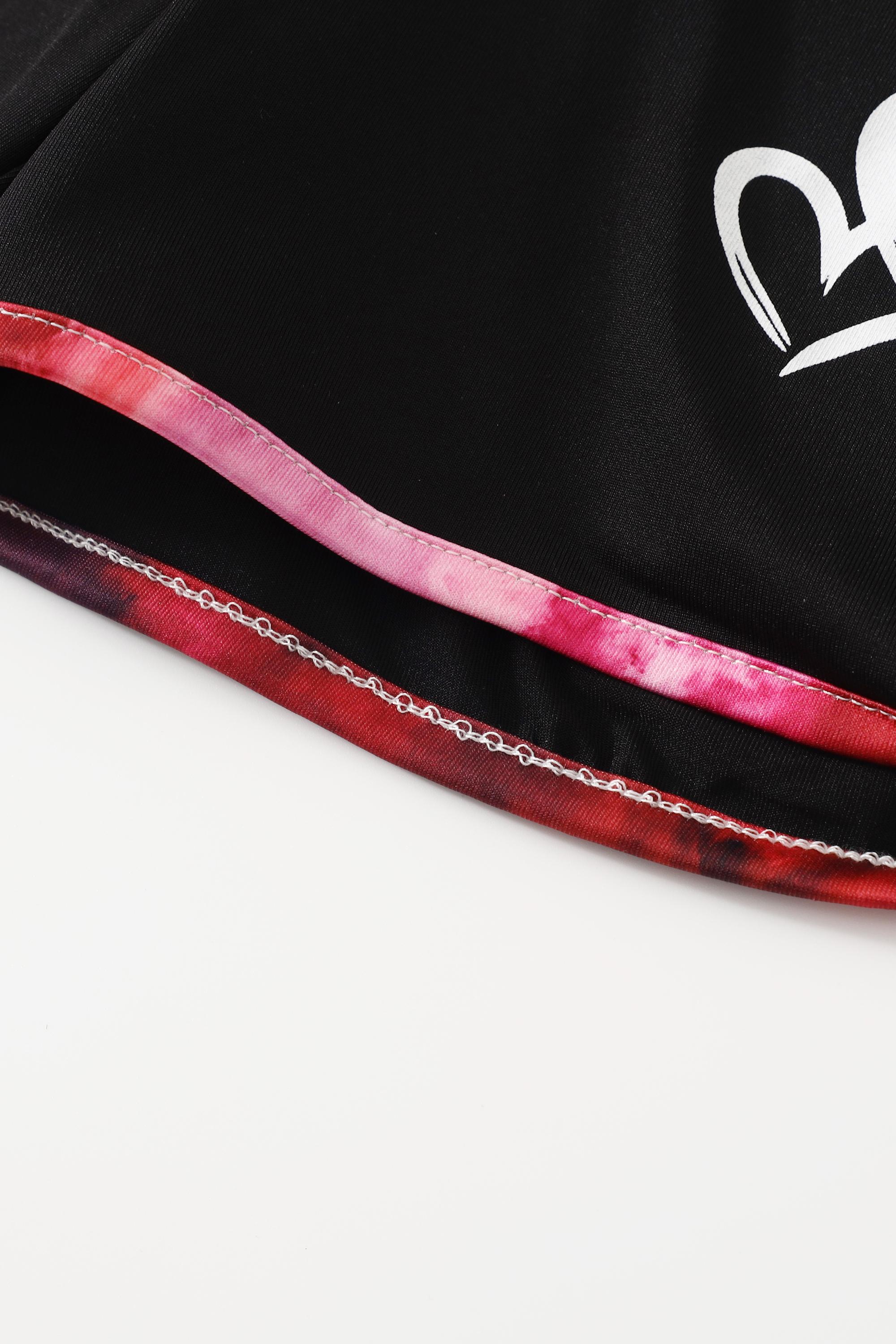 6-Piece Set: Girls' Short-Sleeve T-Shirt and Shorts Summer Set with Heart Print and Camouflage Design