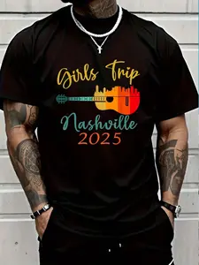 100% Cotton Nashville Country Music City Girls Trip 2025 Guitar Weekend T-Shirt Women's Men's Graphic Tee Crew Neck summer vacation Tops