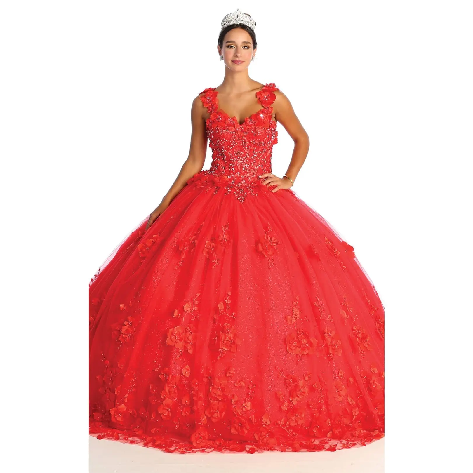 Plus Size Ball Gown in Red | Formal Quinceanera Dress by LK157