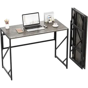 Folding Desk Writing Computer Desk for Home Office, No-Assembly Study Office Desk Foldable Table for Small Spaces