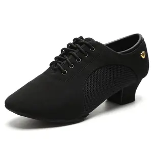 Women's Latin Dance Shoes Lace-up Ballroom Modern Salsa Rhythm Teaching Practice Professional Performance Dance Shoes