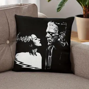 1PC Frankenstein and the Bride Monster Pillowcase, suitable for sofa, living room, bedroom, Father's Day gift, home decoration, a must-have for movie lovers