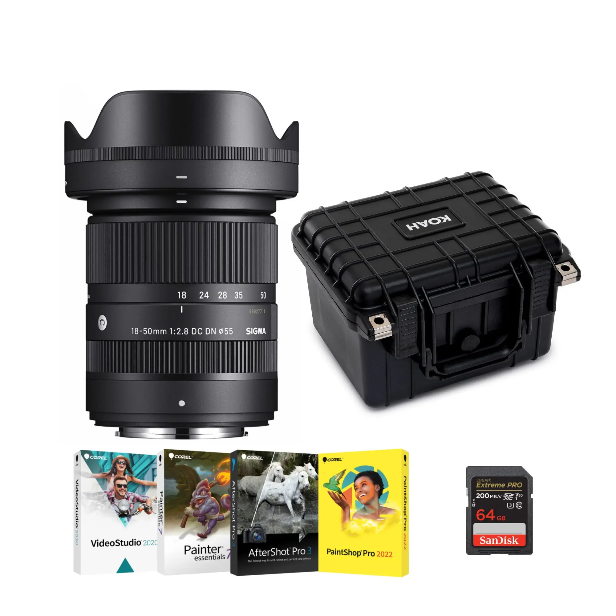 Sigma 18-50mm F2.8 DC DN Contemporary Auto Focus Lens for Fujifilm X Mount, Standard Food Photography Travel Bundle with Hard Case, Pressure Relief Valve & AI Background Replacement Feature, Compact, Zoom