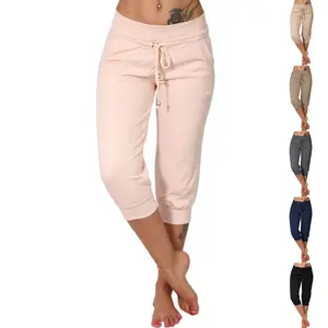 Danedvi Womens Capri Yoga Pants Loose Drawstring Pajama Pants Lounge Joggers Pants with Pockets
