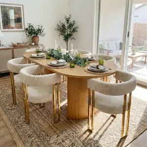 Mia Modern Gold Chenille Dining Chair with Arms (Set of 2)