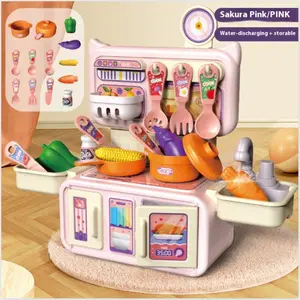 Role-Play Kitchen Toy Set with Accessories, Spray Water Cooking Table, Kids Playhouse Toy, Gift, Birthday Present, Play Food
