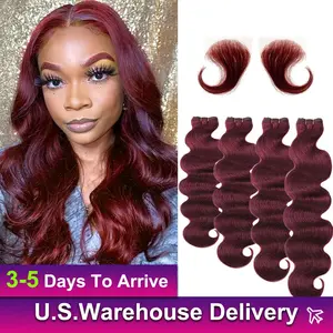 # 99j 24 26Inch Loose Wave Human Hair Bundles Burgundy Red Brazilian Human Hair Extension 1/3/4 Loose Deep Wave Bundles For Women