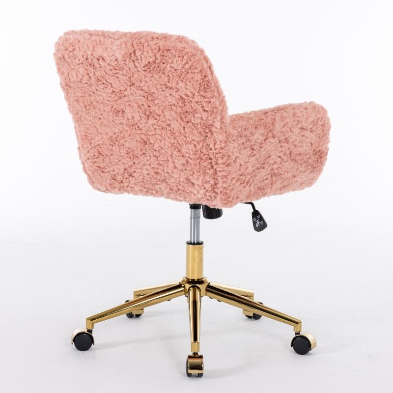 Top Office Chair,Adjustable Criss Cross Office Chair, Artificial rabbit hair Home Office Chair with Golden Metal Base,Adjustable Desk/Swivel/Vanity Office Chair