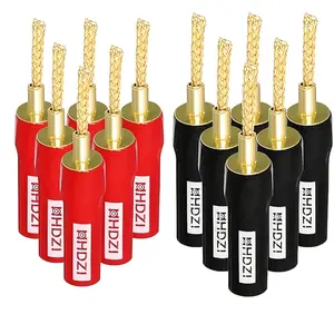 HHDZI Speaker Soft Rubber Braided Banana Plug - Open Screw Type, Insulated 24K Gold Plated Speaker Cable Banana Plug Connector for Speaker Cable, Home Theater, Audio/Video Receivers and Sound Systems (12)