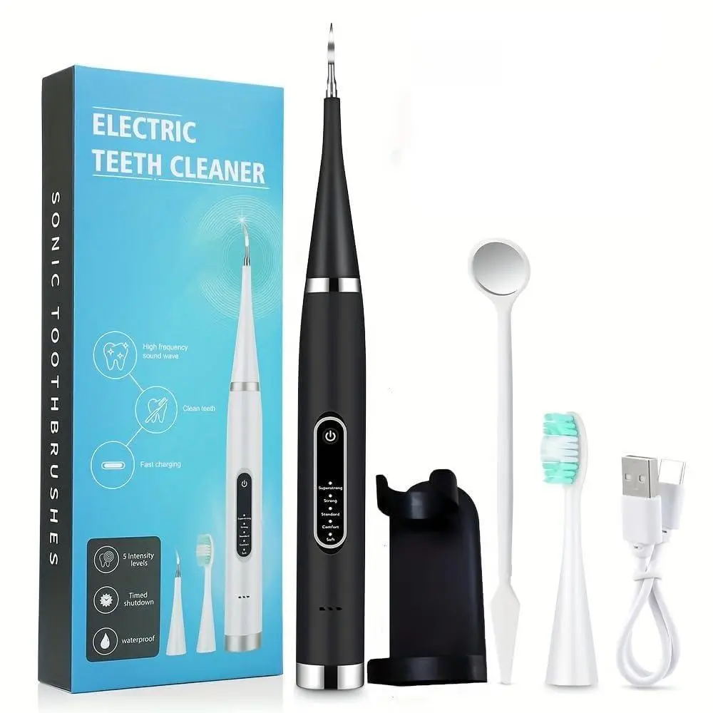 Electric Teeth Cleaner for Tartar Removal & Plaque Cleansing, 2-in-1 Dental Scaler for Dental Care, IPX6 Rated Waterproof, USB Rechargeable Tool for Adults, Toothbrush