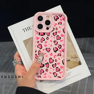 Fashion pink love all-inclusive mobile phone case, suitable for Apple 16PROMAX/15PROMAX/15PLUS/15PRO/15/14PROMAX/14PLUS/14PRO/14/13PROMAX/13PRO/13/12PROMAX/12PRO/12 11PROMAX/11PRO/11/XSMAX/ case, cute anti-fall mobile phone case for girls, shock casetify