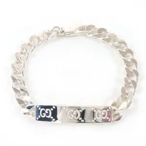 Pre-owned GUCCI Sterling Silver 925 (Ag925) Small Leather Goods Signature GG AG925 Bracelet