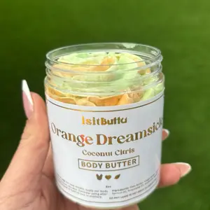 Body Butter Orange Dreamsicle- Moisturizing Body Cream, Lightweight, Non-Greasy, Non-Sticky, Pleasant Scent, Hydrating Formula - Moisturize