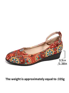 Elegant Vintage High Heels for Women, Wedge Design, Round Toe, Cross Elastic Decoration, Casual All Season Shoes