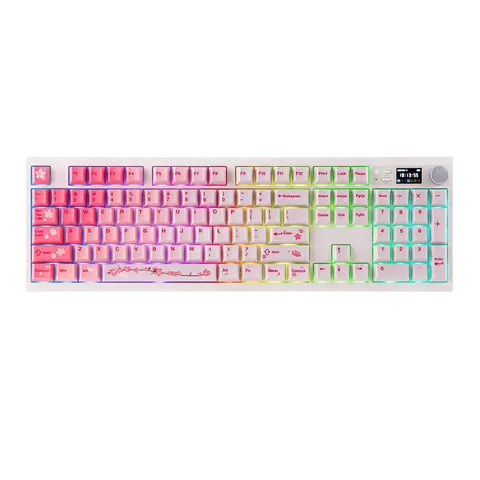 EPOMAKER QK108 Full Size Mechanical Gaming Keyboard for Gamers & Work - Hot Swappable Switches, Creamy Thocky Gasket, Per-Key LED RGB Backlit, QMK/VIA, Smart Screen & Knob, PBT Keycaps, 2.4G/BT Wireless, 8000mAh, Adjustable Kickstand, Android Compatible