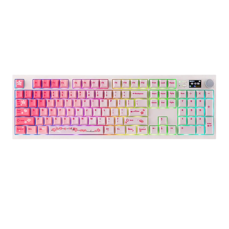 EPOMAKER QK108 Full Size Mechanical Gaming Keyboard for Gamers & Work - Hot Swappable Switches, Creamy Thocky Gasket, Per-Key LED RGB Backlit, QMK/VIA, Smart Screen & Knob, PBT Keycaps, 2.4G/BT Wireless, 8000mAh, Adjustable Kickstand, Android Compatible