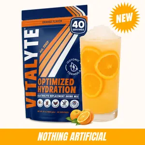 Vitalyte Electrolytes Powder Drink Mix - Clean Formula With No Artificial Sweeteners - Optimal Ratio of Sodium, Potassium, & Magnesium - Gluten-Free - Orange- 35 oz (40 servings)