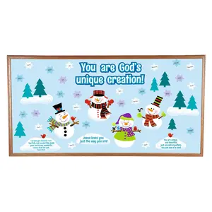 God Made Me Unique Snowman Cardstock Classroom Bulletin Board Set - 65 Pc.