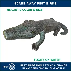 PESTEZE® USA Inflatable Alligator Decoy – Realistic 50" Floating Gator for Pool, Pond, Docks & Yards; Helps Scare Pest Birds, Ducks & Geese; Durable Plastic Floating Reptile for Outdoor Safe Property