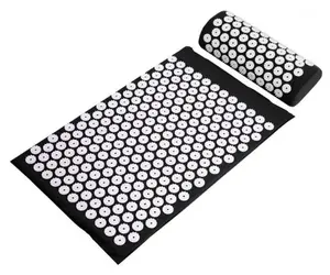 Acupressure Mat and Pillow Set for Back and Neck  Suitable for Men and Women Black White