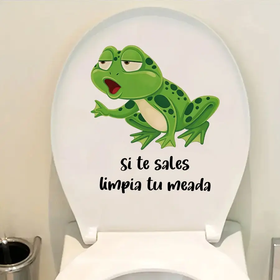Funny Frog Toilet Sticker, Bathroom Decorative Decal, Spanish Quote 'si Te Limpia Tu Meada', Self-Adhesive Removable Toilet Lid Art
