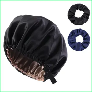 VartgezC Silk Bonnet for Sleeping Double Layer Satin Bonnet, Adjustable Bonnets for Sleeping,sleeping Cap for Men and woman, reversible hair sleeping bonnet for curly Hair Cotton Summer Winter Baseball Cap Plain Silk Beret Polka Dot Striped Hats Floral