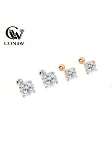 0.3ct/0.5ct/1ct Moissanite Retro Earrings, Silver Color Prong Setting, Perfect for Wedding, Daily Wear, Gifts for Anniversary, Birthday, Moissanite Stud Earrings