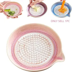 Ceramic Grater Board, Multi-Functional Garlic Press, Ideal for Ginger, Cheese, Chocolate, Fruits, Vegetables, Durable, Hole-Free, Kitchen Design, Multipurpose, Utensils