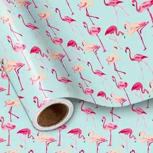 Wrapping Paper Roll,   Design  Wrap for Girls Birthday Summer Party and Tropical Gifts, Mini Roll 17 in x 9.8 Ft