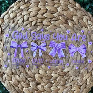 God Says You Are UVDTF CUP WRAP ONLY Inspirational Purple Bow Design for Self Affirmation