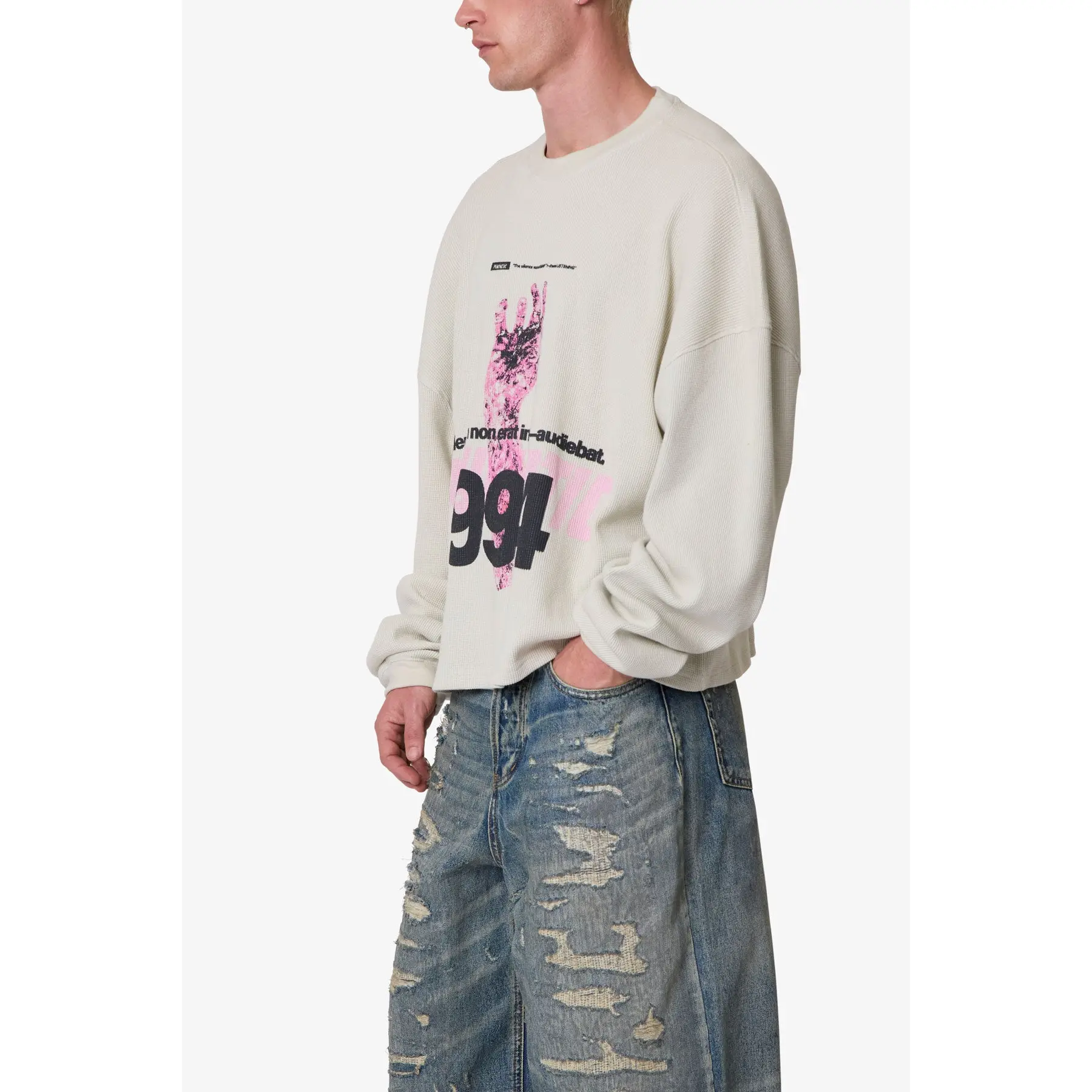 mnml Zombie Hand Thermal Shirt - Grey - TikTok Shop