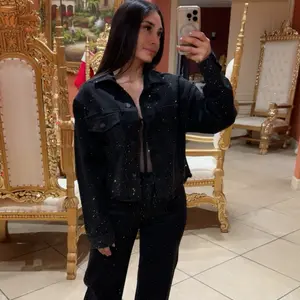Reny Stretch denim jacket with rhinestones details