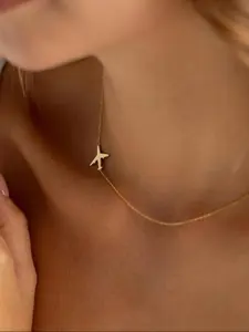 Airplane Necklace Set, 18 Inch Collar Chain & 16 Inch Fashion Chain, Adjustable 2 Inch Chain, Meaningful Gift for Travelers and Dreamers