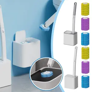 Snofrid Disposable Toilet Brush Set, Toilet Cleaning System, Includes 24pcs Cleaner Refills, Ideal for Sink & Tub Cleansing, Wall-Mounted Design for Easy Use