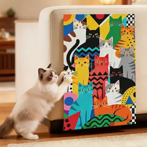1pc Cat Scratching Mat Cat Scratch Pad Cat Scratching Board Self Adhesive Cat Scratcher for Sofa Couch Furniture Protection, Wall Mounted No Drill Cat Climbing Mat Claw Grinding Pad Interactive Cat Toy