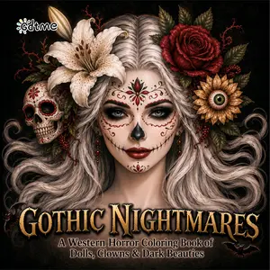 1pc Gothic Nightmares Coloring Book, Dark Horror & Creepy Doll Designs, Stress Relief Coloring Book for Adults, Coloring Supplies