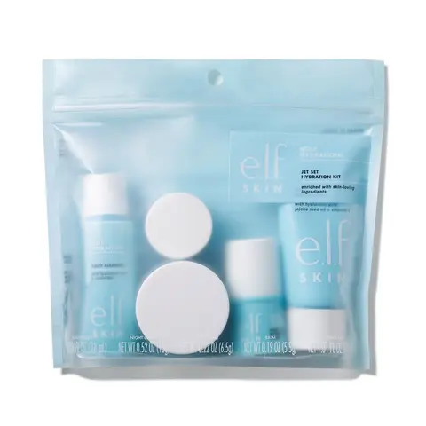 e.l.f. SKIN Jet Set Hydration Skincare Set, TSA Friendly, 5 Piece Routine w/ Hydrating Cleanser, Face Balm, Eye Cream, Moisturizer & Nourishing Night Cream