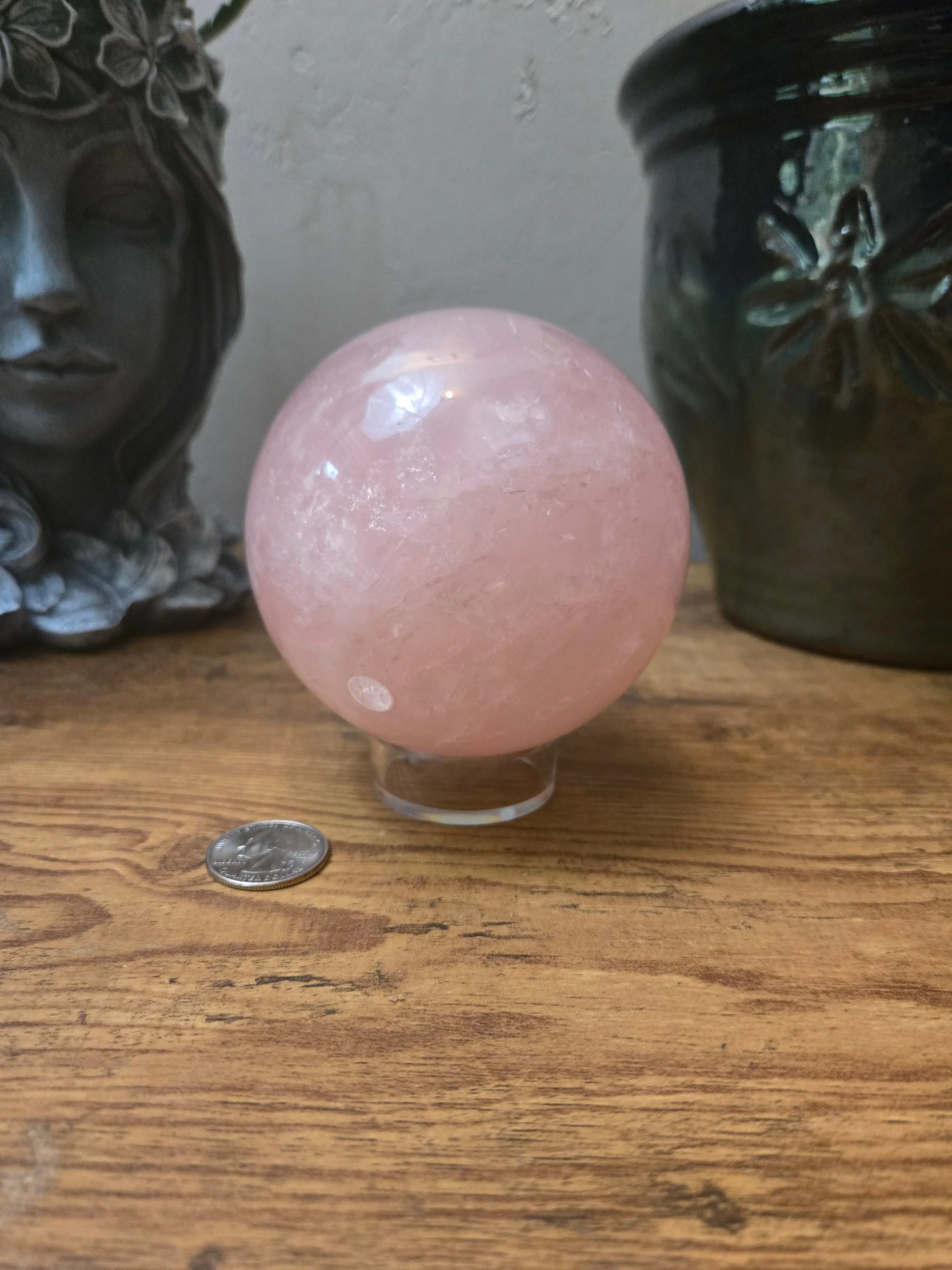 Natural Rose Quartz Sphere Gemstone - Unisex Reassuring Deep Inner Healing Aid, Jewelry Accessory, Jade Decoration for Self-Forgiveness & Self-Worth Boost, Calming, Sphere Shape, Unisex Use, Draws Off Negative Energy, Encourages Self-Forgiveness
