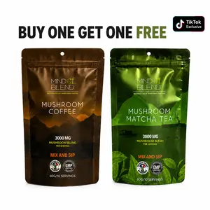 Mind Blend Duo - Mushroom Coffee l Lion's Mane, Cordyceps, Reishi, Turkey Tail and Chaga l USDA Organic, Gluten Free, Vegan | Made in the USA | Adaptogens Supporting Natural Energy, Gut Health, Mental Focus