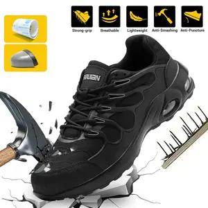 Furuian Men's Breathable Steel Toe Safety Shoes Lightweight Kevlar Midsole Anti-Slip Work Sneakers with Cushioned Air-Cushion Insole for Men Women - Footwear