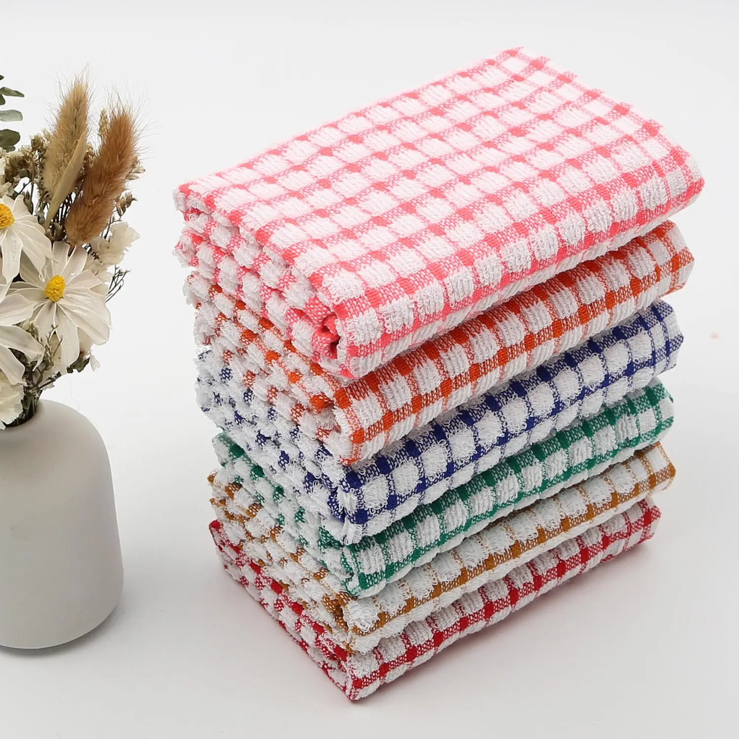 Plaid Dish Cloth (6 Counts), Reusable Absorbent Washable Dish Towel, Kitchen Towels, Kitchen Cleaning Cloth, Dishcloths For Washing Dishes