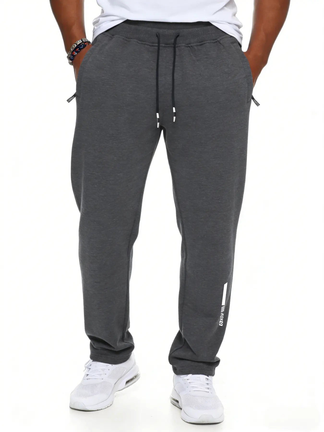 Men's casual pants, jogging pants, Casual Sportswear Pants, Knit athletic pants, Knitted sports pants, suitable for all seasons, elastic waist, drawstring adjustment and zipper pocket, letter print, suitable for gym and daily wear