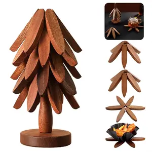 Bamboo heat insulation mat, table mat, heat-resistant mat, table mat, pot mat, cup mat, coffee table mat, coasters, clay pot mat, Christmas tree shape, heat-resistant and reusable, suitable for home use, restaurants, hotels, dessert shops