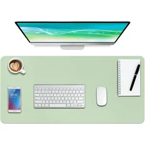 Leather Desk Pad Protector,Non-Slip Mouse Pad,Laptop Desk Pad,Office Mouse Mat,Waterproof Leather Desk Blotter,Desk Writing Pad for Office and Home (M-Green,30"X14")